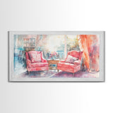 Cozy Armchair Canvas Print | Farmhouse Living Room Wall Art | Rustic Decor | Framed Canvas Print Gift Idea | Above Couch Pink Art
