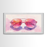 Retro Sunglasses Art Canvas Print | Fun Pink Wall Art | Whimsical Framed Canvas Print | Boho Chic Decor | Gift Idea | Dorm Room Art