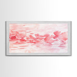 Floating Petals Canvas Print | Light Pink Wall Art | Romantic Minimalist Decor | Framed Canvas Print Gift Idea | Living Room Art