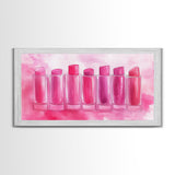 Lipstick Row Canvas Print | Pink Wall Art, Whimsical Decor, Light Pink Art, Feminine Gift Idea, Living Room Art, Above Couch Decor