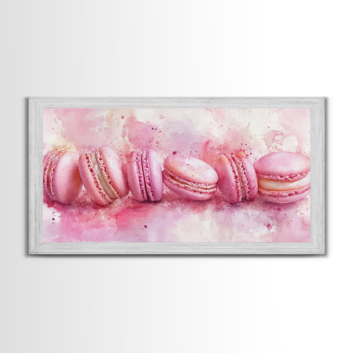 Pink Macarons Canvas Print | Whimsical Art, Food Review Kitchen Art, Light Pink Wall Art, Rustic Decor, Kitchen Wall Art, Dining Room Decor