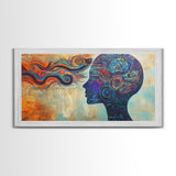 Vibrant Abstract Woman Framed Canvas Print -Abstract Goddess Wall Art - Artistic Brain Art- Geometric Wall Art