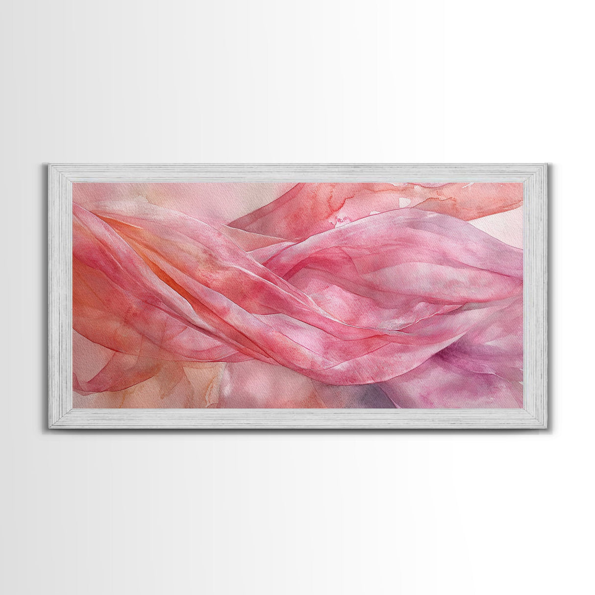 Sheer Pink Fabric Abstract Painting as Light Pink Wall Art Aesthetic on Framed Canvas Print, Modern Bedroom or Living Room Accent