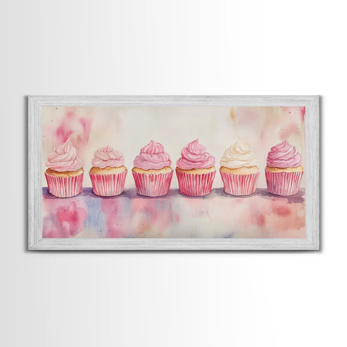 Whimsical Cupcake Canvas Print Pastel Pink Kitchen Art Light Pink Wall Art Food Review Kitchen Decor Gift Idea For Her