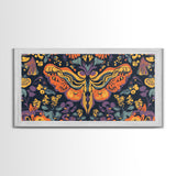 Mystical Butterfly Mandala Framed Canvas Print, Whimsical Art Decor, Colorful Bohemian Wall Art, Sacred Geometry, Dreamy Bedroom Art