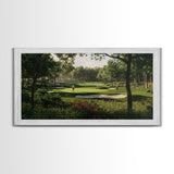 Green Golf Landscape Canvas Print Panoramic Rustic Decor Above Sofa Art Horizontal Artwork Gift Idea Living Room Wall Art