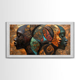 Abstract African Faces Framed Canvas Print, Afrocentric Wall Decor, Moody African Art, Geometric Bold Bedroom Art Gift Idea