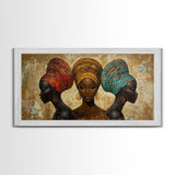 Elegant African Women Canvas Print, Bold Afrocentric Wall Art Decor, Moody Abstract Painting, Unique Bedroom Art Gift Idea
