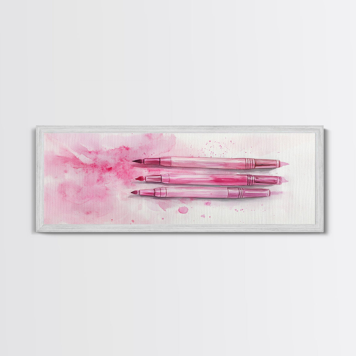 Pink Brushes Art Canvas Print with Geometric Design, Light Pink Wall Art Perfect Above Sofa or Dorm Room, Wabi Sabi Inspired Decor