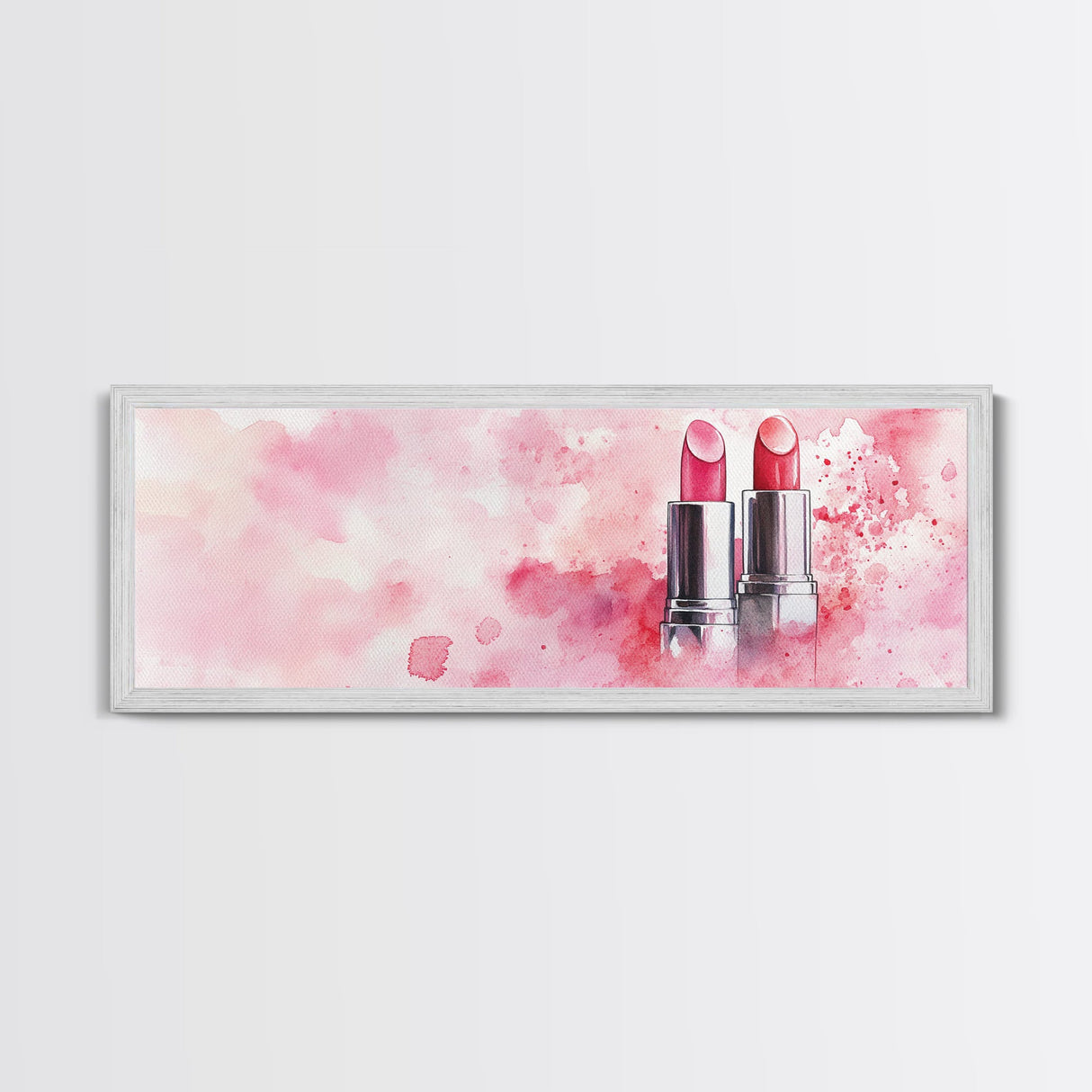 Pink Lipstick Art Canvas Print, Light Pink Wall Art, Feminine Abstract Painting, Modern Home Decor Piece for Bedroom or Bathroom
