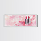 Pink Lipstick Art Canvas Print, Light Pink Wall Art, Feminine Abstract Painting, Modern Home Decor Piece for Bedroom or Bathroom