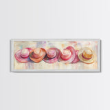 Pink Hats Wall Art Canvas Print Pearlescent Elements, Minimalist Abstract Artwork, Perfect Addition to Feminine Rustic Decor
