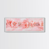 Cherry Blossom Canvas Print with Delicate Pearl Accents, Romantic Light Pink Wall Art for Bedroom or Coastal Wedding Decor