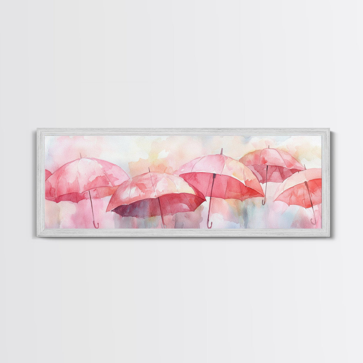 Umbrella Canvas Print Featuring Light Pink Abstract Art, Boho Minimalist Decor, Romantic Living Room or Guest Room Coastal Wall Art