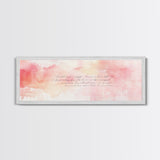Romantic Calligraphy Canvas Print with Pink Abstract Art, Minimalist Wabi Sabi Aesthetic, Bedroom or Living Room Horizontal Wall Art