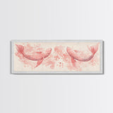 Koi Fish Canvas Print Light Pink Wall Art Whimsical Art Bedroom Decor Living Room Art Cottagecore Aesthetic Horizontal Wall Art