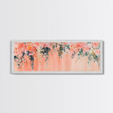 Floral Wildflower Painting Framed Canvas Print, Watercolor Botanical Prints in Peach and Green, Vertical Rustic Farmhouse Wall Art