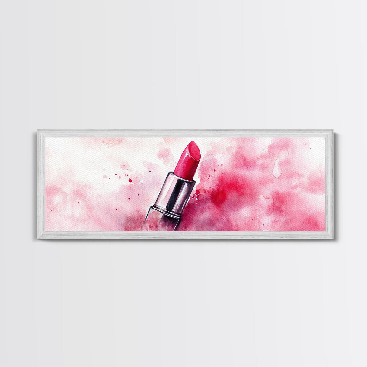 Pink Lipstick Art Canvas Print, Modern Makeup Wall Art, Feminine Decor, Light Pink Abstract Art, Whimsical Beauty Art