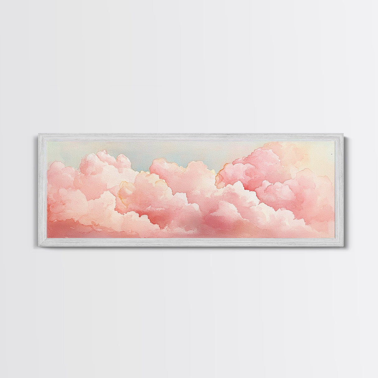 Dreamy Pink Clouds Canvas Print, Light Pink Wall Art, Minimalist Sky Art, Bedroom Decor, Soft Pastel Landscape Art, Horizontal Wall Art