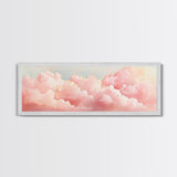 Dreamy Pink Clouds Canvas Print, Light Pink Wall Art, Minimalist Sky Art, Bedroom Decor, Soft Pastel Landscape Art, Horizontal Wall Art