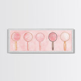 Minimalist Mirrors Framed Canvas Print Light Pink Wall Art Geometric Art Whimsical Art Modern Bedroom Decor Skinny Wall Art