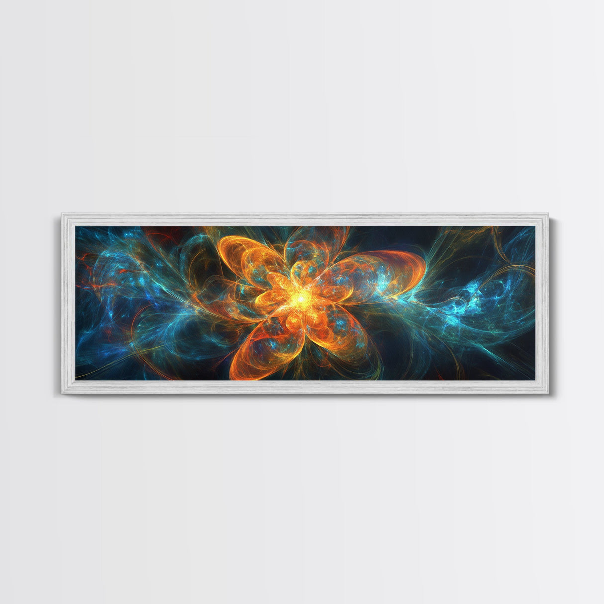 Fiery Blossom Framed Canvas Print Blossom Painting Artwork Nature-Inspired Wall Art Living Room Horizontal Decor