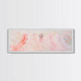 Bridal Veil Light Pink Wall Art Framed Canvas Print Horizontal Wedding Rustic Decor Extra Wide Artwork Bedroom Art