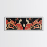 Elegant Geisha Framed Canvas Print Chinoiserie Art Nouveau Print Japanese Zen Art Gift Idea for Her Bedroom Living Room Wall Decor