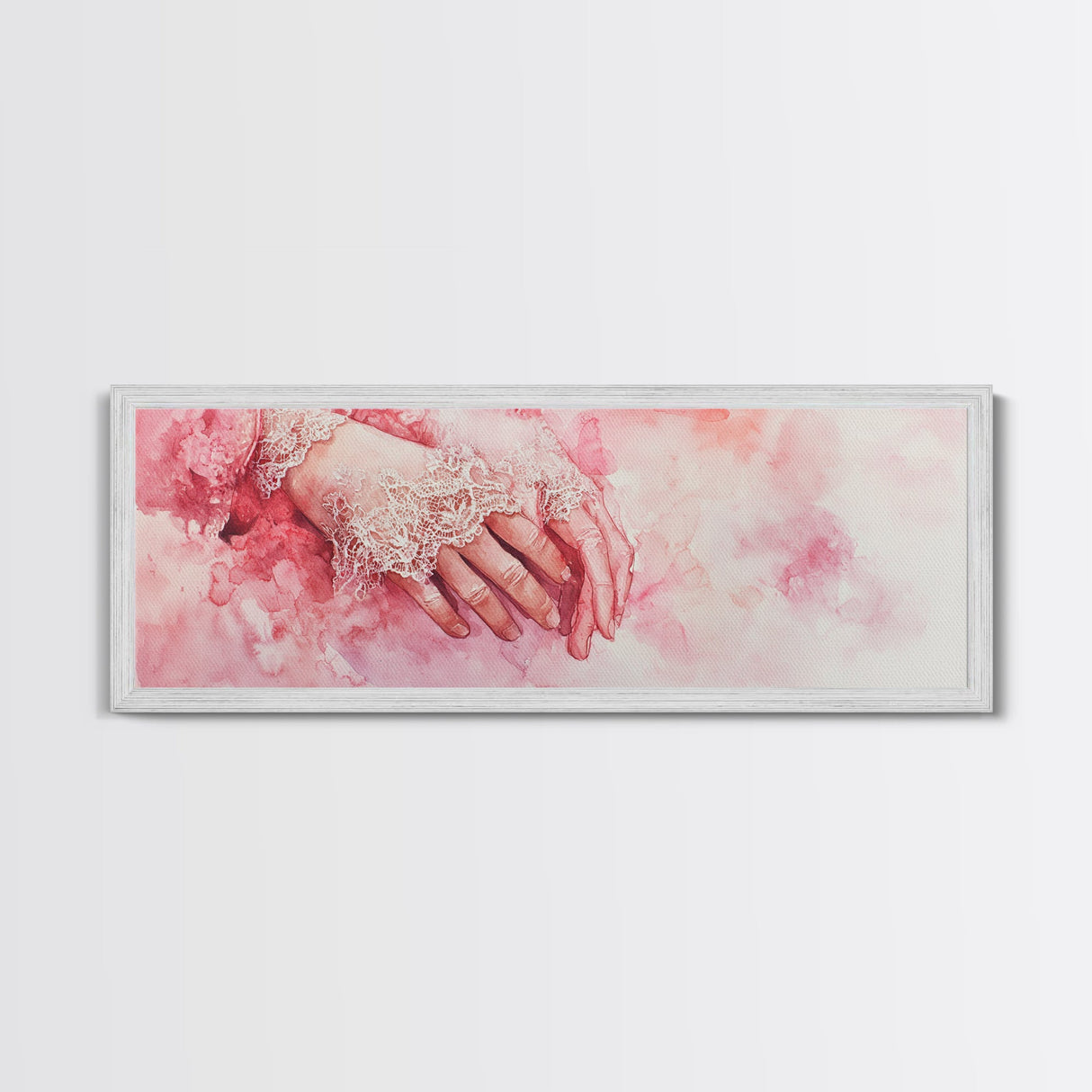 Elegant Lace Hands Canvas Print Feminine Glam Art Light Pink Wall Art Romantic Home Decor Vertical Artwork Gift Idea For Her