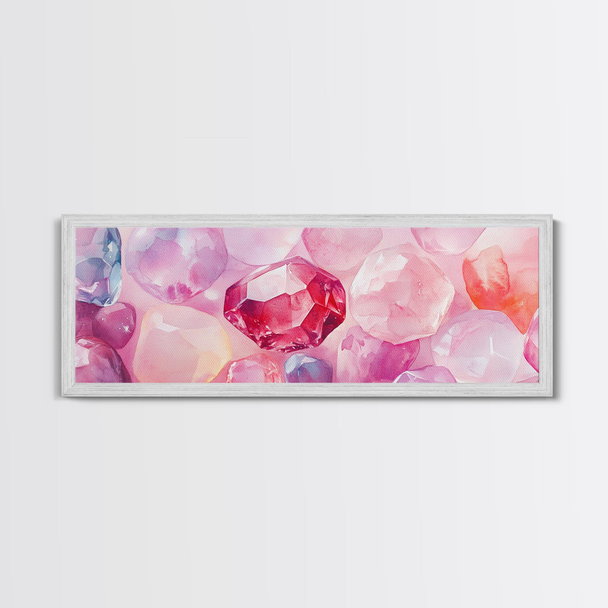 Gemstone Art Canvas Print, Pink Wall Art for Dorm, Light Pink Abstract Art, Whimsical Home Decor, Bedroom or Living Room Gift Idea