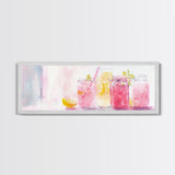 Lemonade Jar Canvas Print, Food Review Kitchen Art, Rustic Farmhouse Decor, Whimsical Light Pink Wall Art, Kitchen or Dining Room Gift