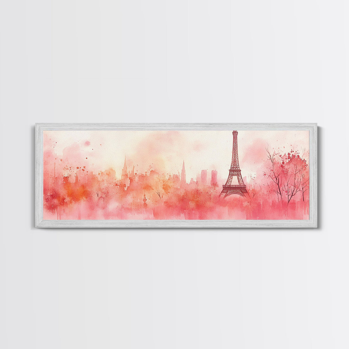 Eiffel Tower Blush Sky Canvas Print, Paris Landscape Art, Light Pink Wall Art, Romantic Artwork, Gift Idea For Her, Extra Wide Art