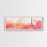 Eiffel Tower Blush Sky Canvas Print, Paris Landscape Art, Light Pink Wall Art, Romantic Artwork, Gift Idea For Her, Extra Wide Art