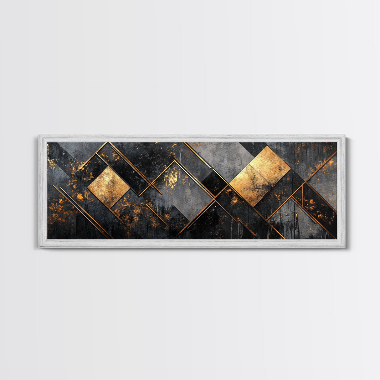 Geometric Gold Framed Canvas Print Art Deco Wabi Sabi Wall Art Rustic Modern Decor Unique Above Bed or Sofa Art Living Room Accent