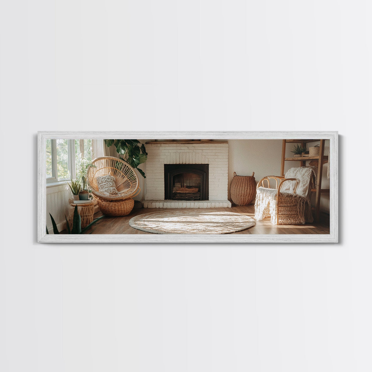Framed Canvas Print Cozy Farmhouse Art Rustic Decor Wicker Charm Living Room Above Sofa Wall Art Warm Tones Gift Idea