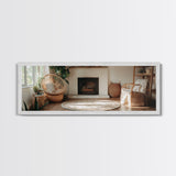 Framed Canvas Print Cozy Farmhouse Art Rustic Decor Wicker Charm Living Room Above Sofa Wall Art Warm Tones Gift Idea