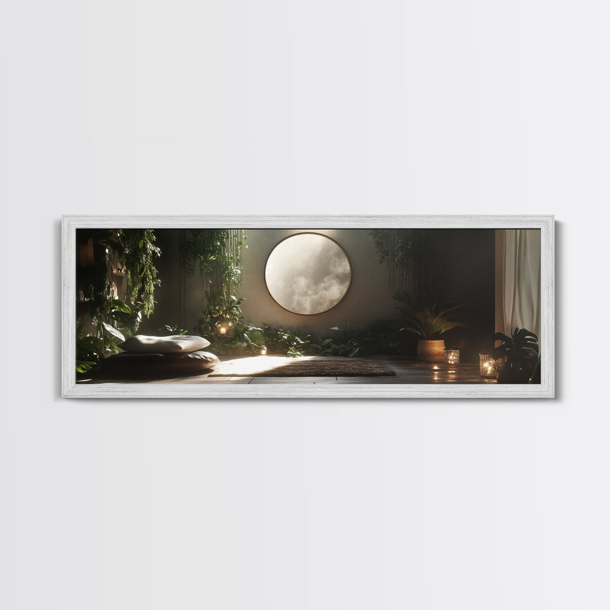 Zen Canvas Print Minimalist Indoor Jungle Art Peaceful Boho Decor Relaxing Yoga Art Bedroom Wall Art Nature Inspired