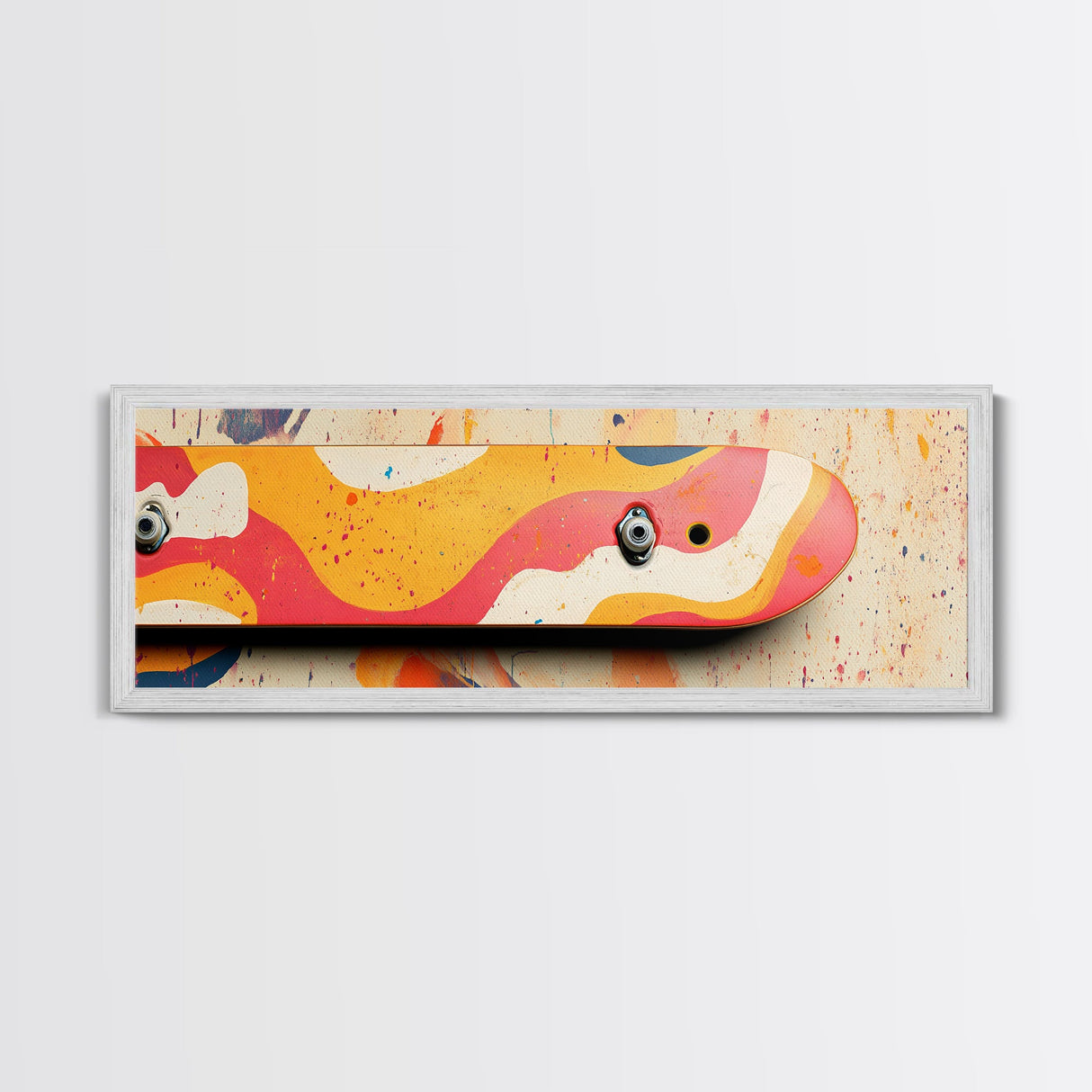 Vibrant Pop Art Skateboard Canvas Print - Abstract Graffiti Wall Art, Retro Colorful Teen Room Decor, Urban Bedroom Accent Piece