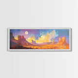 Desert Moonlight Glow Canvas Print, Moody Art, Above Couch Wall Art, Southwest Painting, Bedroom Art, Rustic Wall Decor, Gift Idea