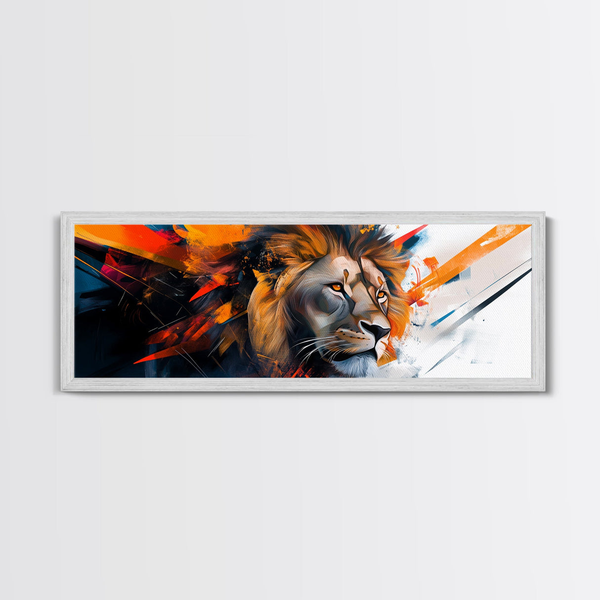 Vibrant Lion Abstract Framed Canvas Print, Lion Wall Art, Colorful Painting, Rustic Wall Art, Gift Idea, Above Couch Art, Living Room Decor
