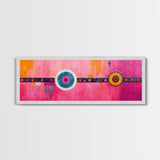 Pink Geometric Abstract Canvas Print Modern Wall Art Whimsical Boho Design Minimalist Art Long Narrow Extra Wide Statement Piece