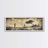 Vintage Golfers Landscape Framed Canvas Print – Rustic Wall Art, Golf Art, Horizontal Wall Art, Living Room Art, Tall Narrow Art