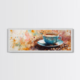 Latte Art Canvas Print, Coffee Wall Art Rustic Home Decor, Food Review Kitchen Art, Whimsical Art Gift Idea Cozy Kitchen Design