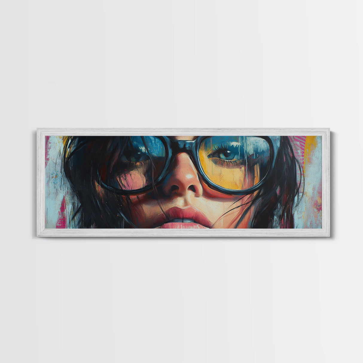 Stylish Woman Portrait Canvas Print, Boho Whimsical Art Modern Decor, Gift Idea Living Room Pop Art Vibrant Expression Artwork
