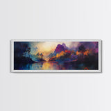 Dreamy Canvas Print Fall Landscape Art Mountain Mist Moody Panoramic Rustic Above Couch Extra Wide Wall Art Bedroom Decor