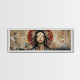 Radiant Goddess Framed Canvas Print Art Nouveau Style Japanese-Inspired Goddess Art Print Bedroom Wall Decoration