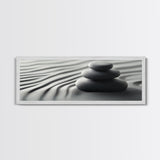 Coastal Harmony Framed Canvas Print Tranquil Pebbles Zen Reflection Nautical Decor Above Couch Living Room Wall Art