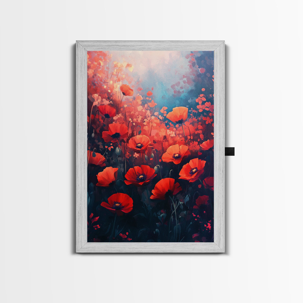 Vibrant Wildflower Framed Canvas Print, California Poppy Art, Rustic Bedroom Art, Boho Farmhouse Wall Decor, Gift Idea for Her
