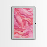 Flowing Abstract Pink Wave Art Framed Canvas Print | Feminine and Minimalist Bedroom or Living Room Aesthetic | Whimsical Art Decor