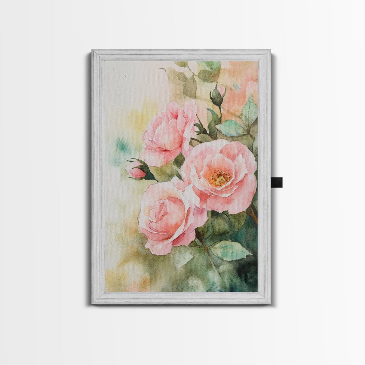 Soft and romantic watercolor roses, framed canvas print, rose painting, botanical prints, perfect floral wall art for bedroom or living room